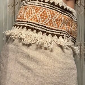 Elegant Cream and Tan Woven Women Tribal Skirt - one size